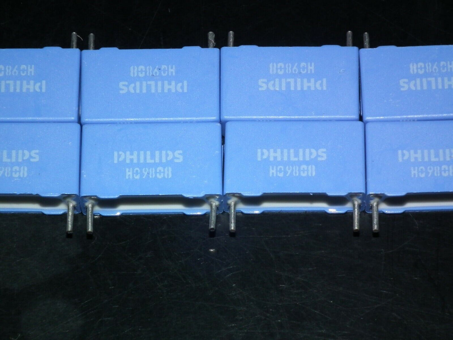 Four (4psc) vintage NOS MKP capacitors 120nF 250V Philips Polypropylene Film 379
