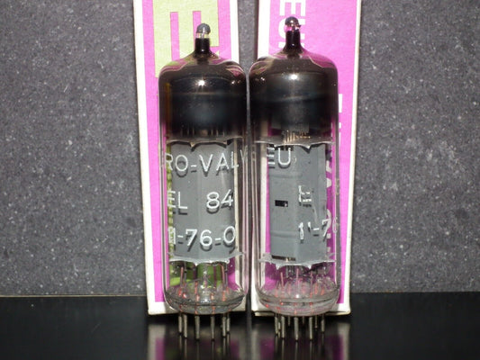 EL84 EURO VALVE Germany 6BQ5 NOS NIB platinum matched pair from 1976
