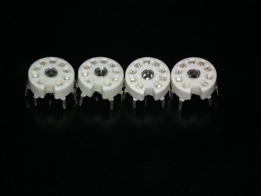 Four (4) VINTAGE NOS Noval Vacuum Tube Ceramic Socket for PCB West Germany 60s