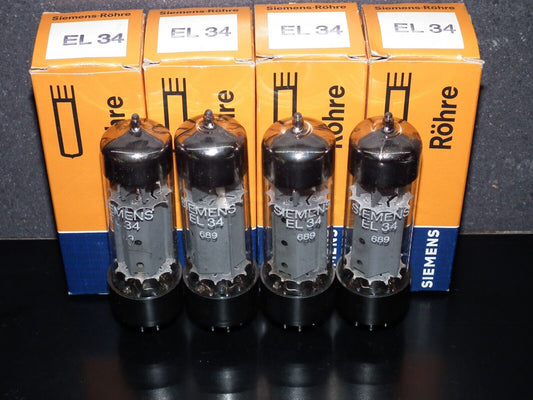 EL34 Siemens 6CA7 NOS NIB Platinum Matched quad WELDED PLATES OO getter EI Nis