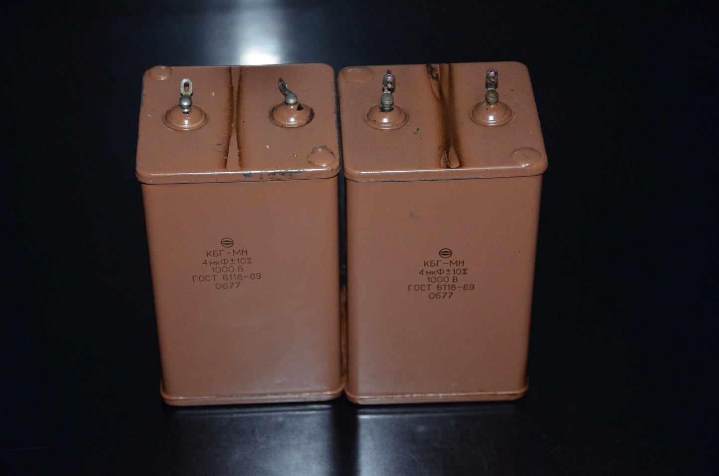 Two vintage PIO capacitors 4uF 1000V NOS 1977 KBG-MN Soviet Military OTK quality