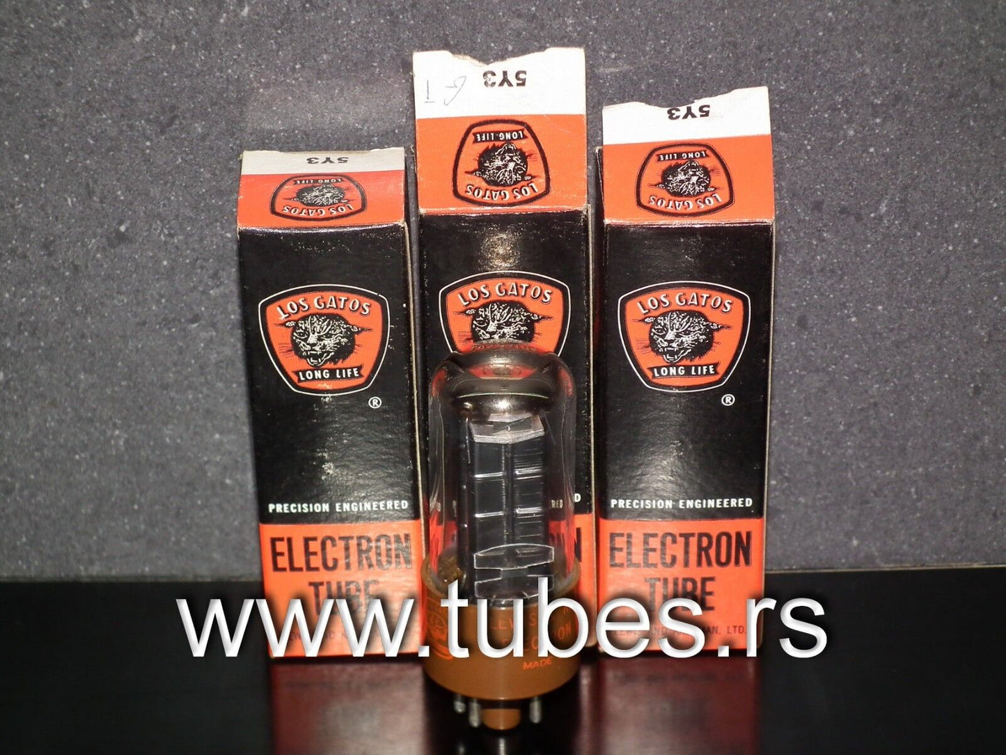 5Y3GT Los Gatos NOS NIB Rare Square Getter, triple mica, black plates, brown bas