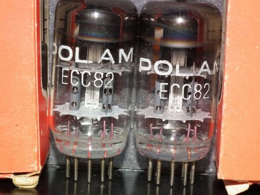 ECC82 12AU7 Polam Telam, NOS NIB Platinum Matched Pair, the same codes 70s