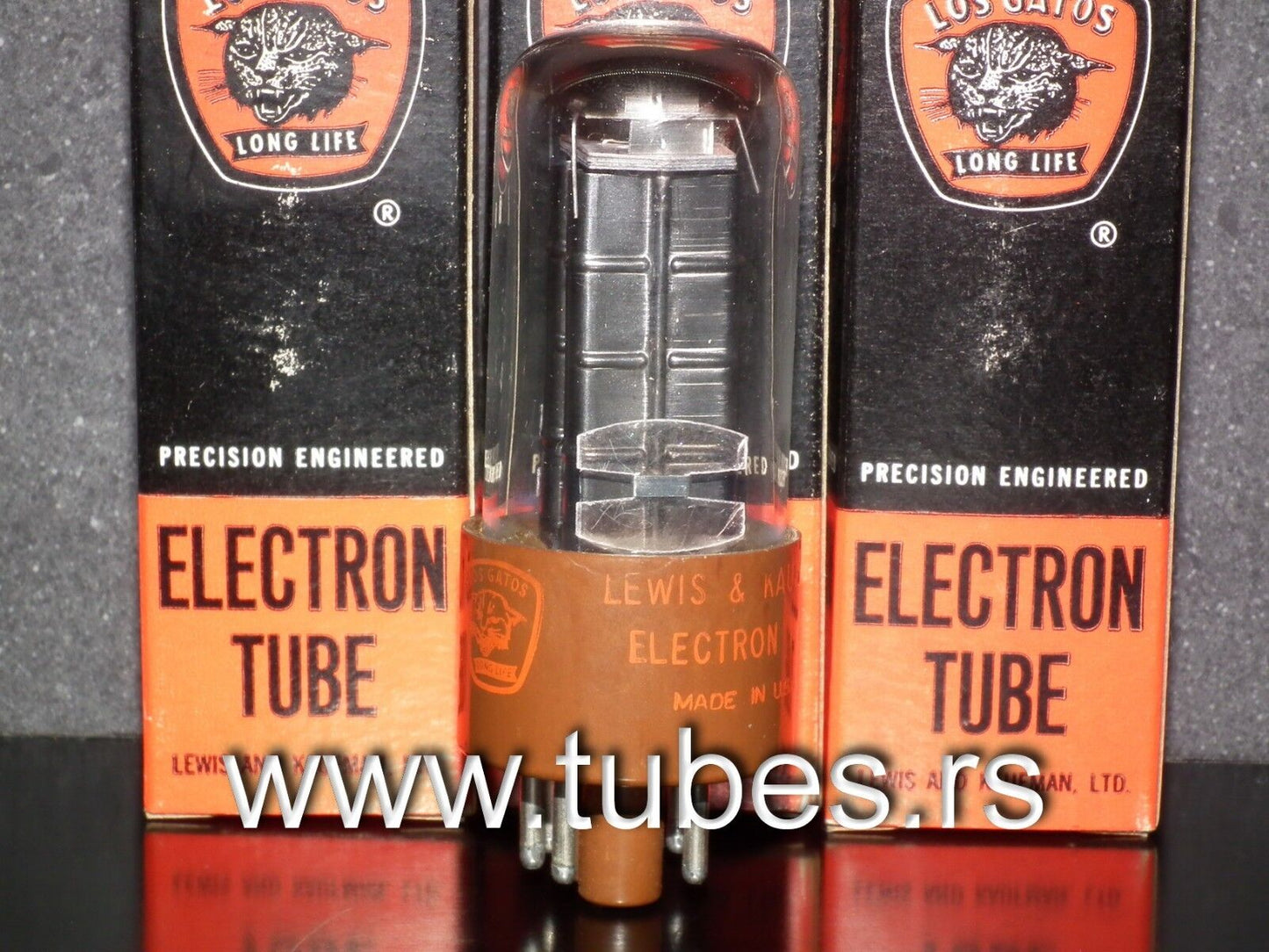 5Y3GT Los Gatos NOS NIB Rare Square Getter, triple mica, black plates, brown bas
