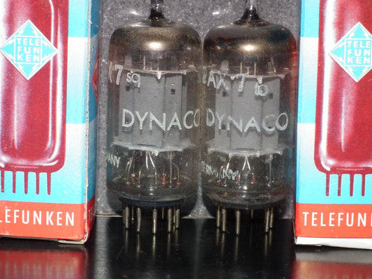 ECC83 Telefunken 12AX7 Matched Pair Smooth plates, diamond bottom, DYNACO USED 1