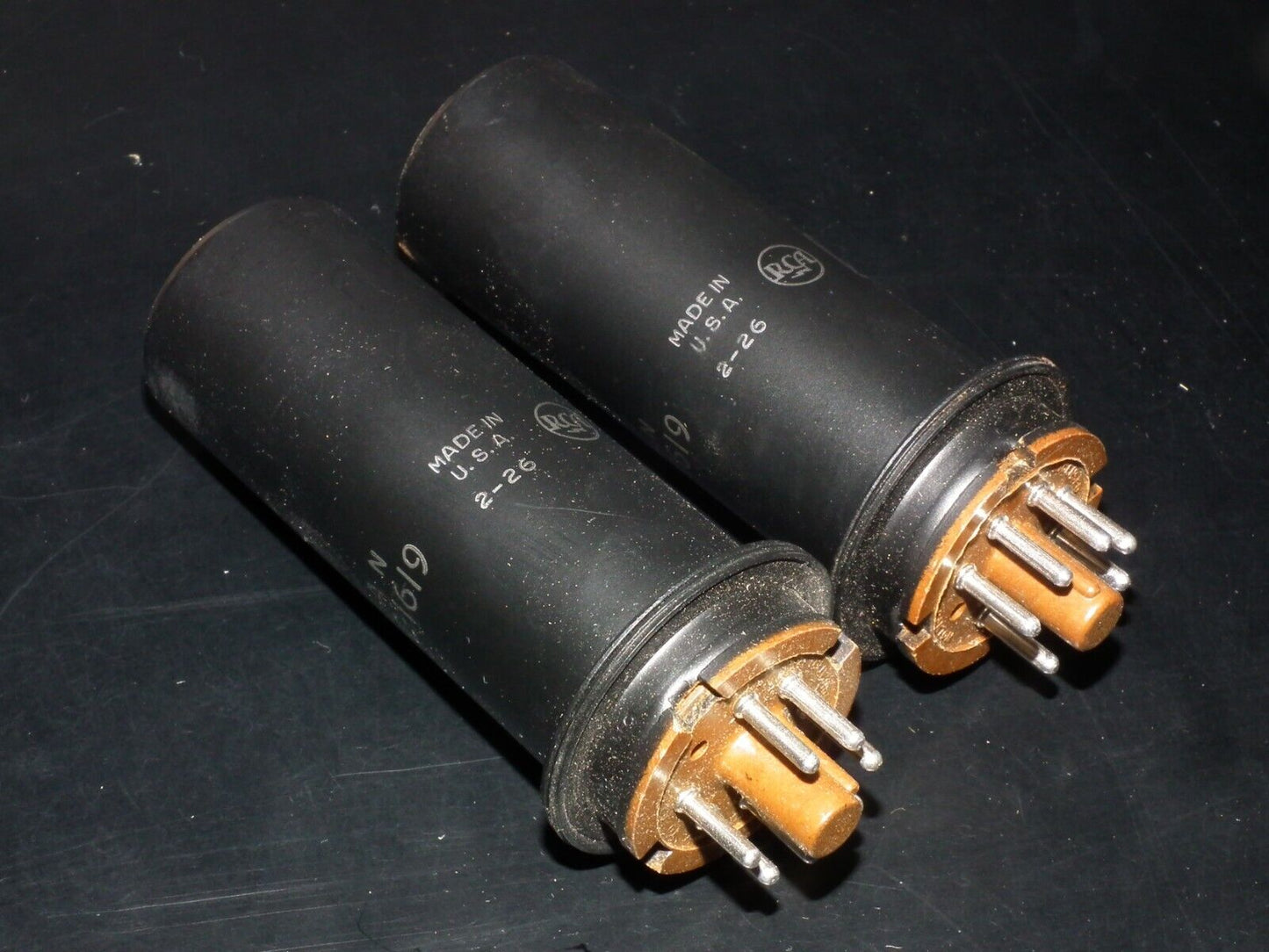 Platinum matched pair 1619 RCA NOS NIB JAN Boxes Brown Base The same codes VT164