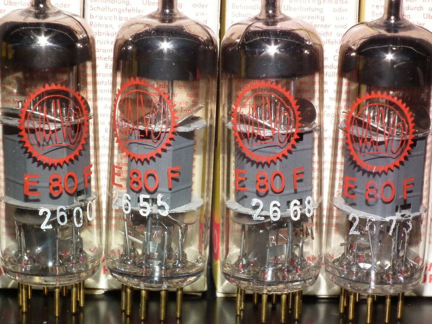 E80F Valvo 6084 Matched Pair NOS NIB EF86 sub Red Logo Philips Heerlen 1964