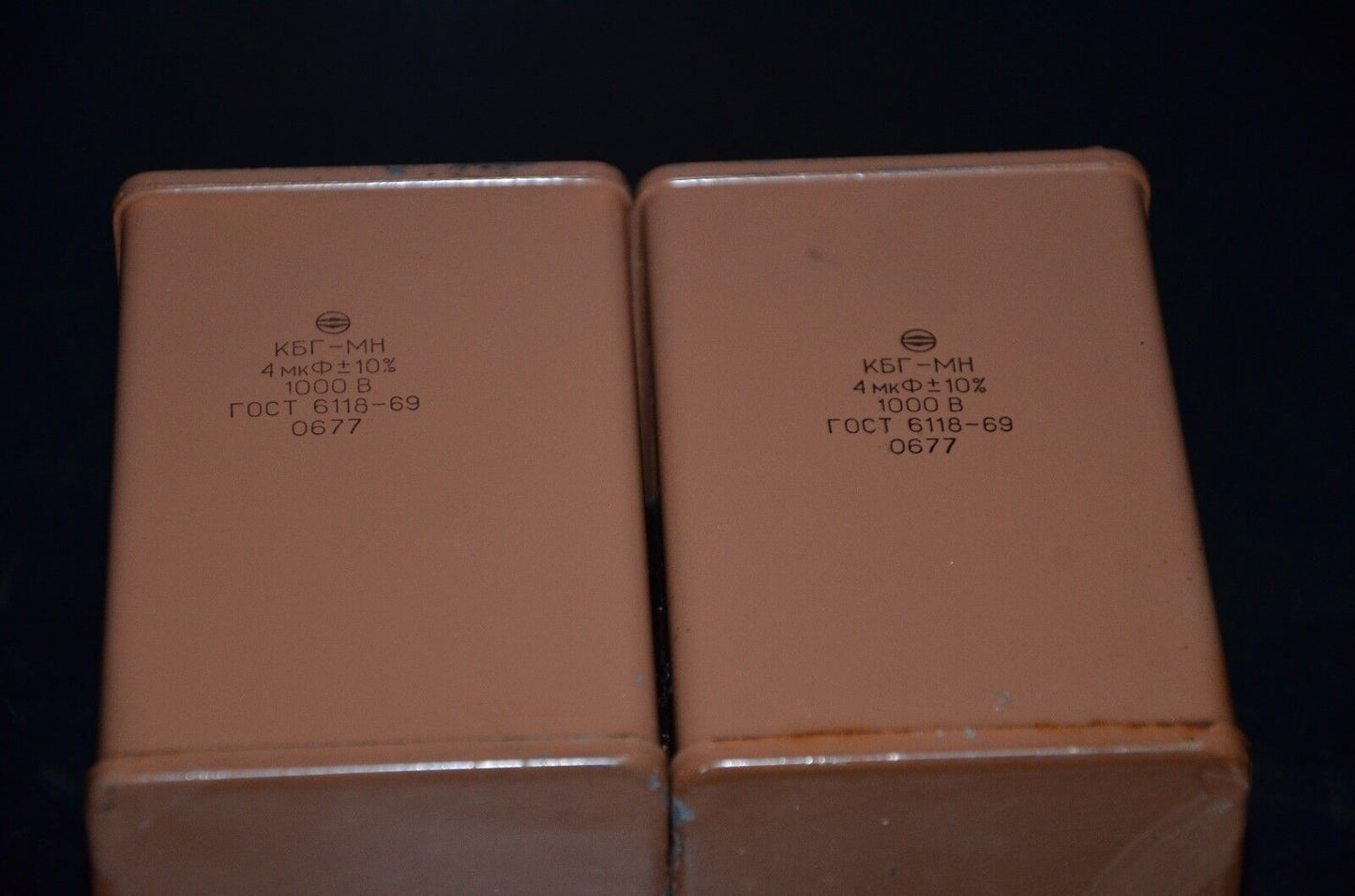 Two vintage PIO capacitors 4uF 1000V NOS 1977 KBG-MN Soviet Military OTK quality