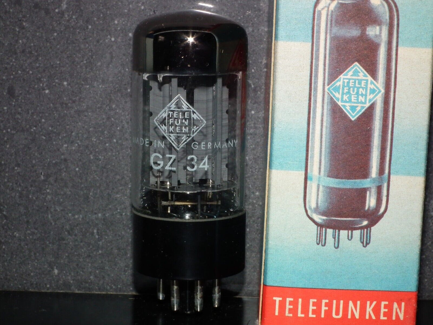 GZ34 Telefunken Mullard 5AR4 rectifier, DD Getter, NOS NIB f32