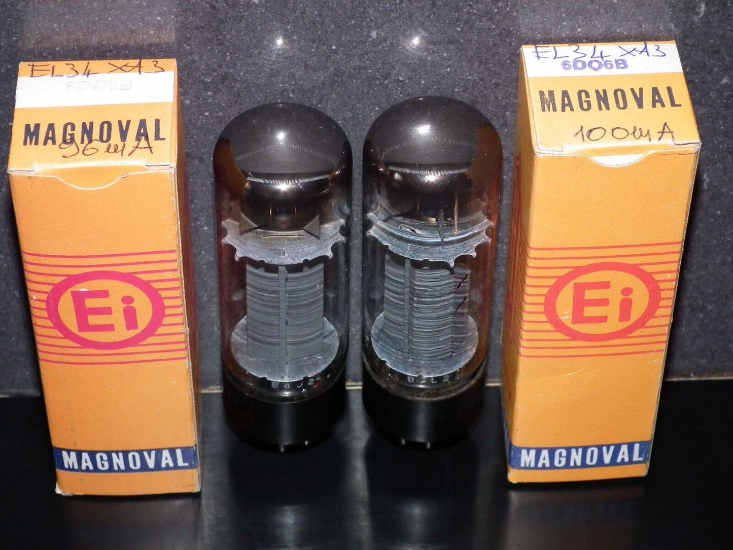 EL34 6CA7 Mullard Xf3 O Getter Blackburn 73/74 Platinum Matched Pair Tested NOS