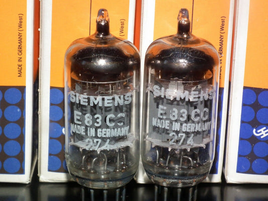 E83CC triple mica Siemens & Halske Platinum NOS Matched Pair ECC83 sub Munich