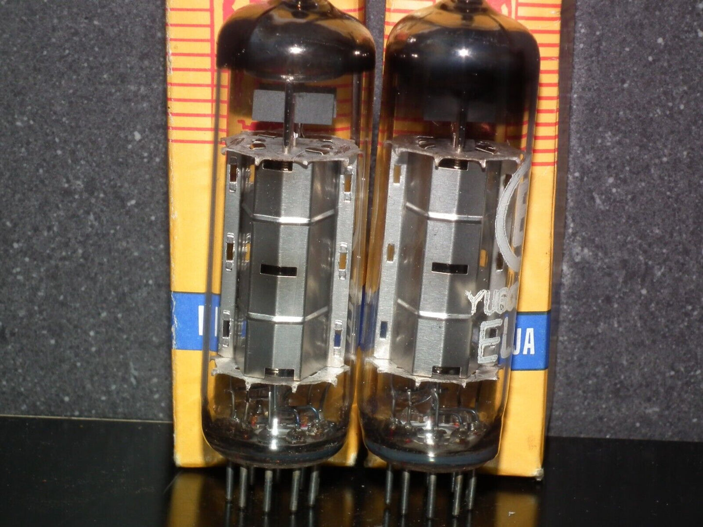 EL84 6BQ5 EI Yugoslavia - NOS platinum matched pair Silver anodes Mullard tools
