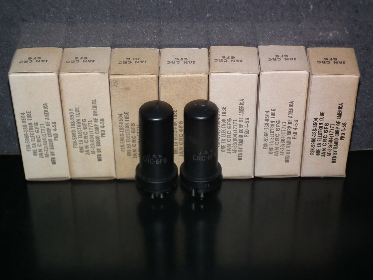 6F6 RCA Platinum Matched Pair NOS NIB JAN Boxes Made in US in 1958