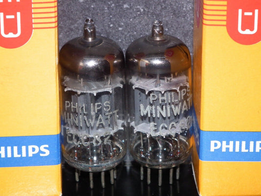 Pair (2pcs) ECC82 12AU7 Philips Heerlen Delta codes Used tested 85% of NOS Value