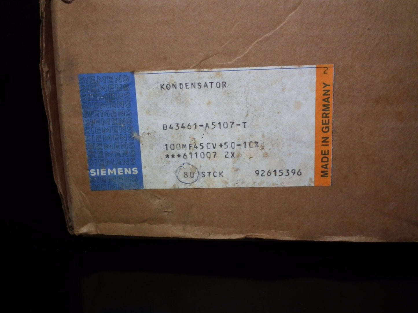 Ten pcs (10) Siemens NOS electrolytic capacitors 100uF 450V West Germany 80s
