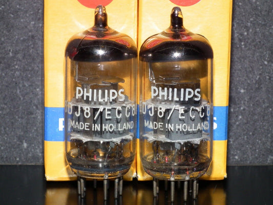 ECC88 6DJ8 Philips Holland NOS Platinum Matched Pair Dual Stage E88CC 6922 sub