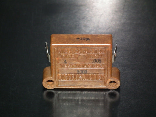 One vintage NOS MICA capacitor 0.005 mfd 2500V Cornell Dubilier USA 5000pf 2.5KV