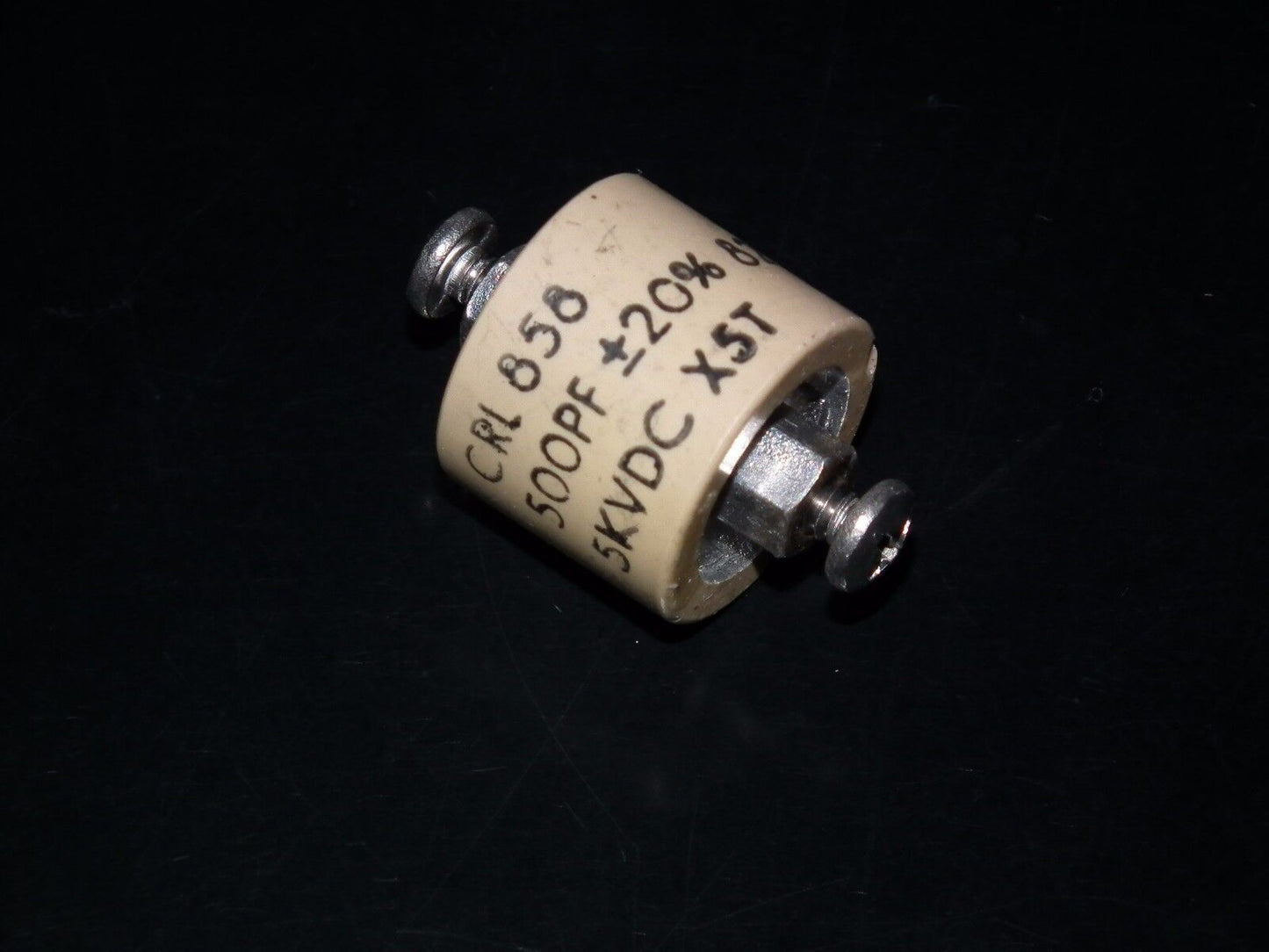 RF ceramic doorknob HV capacitor CRL858 500pF 5000V Used, tested one piece (1)