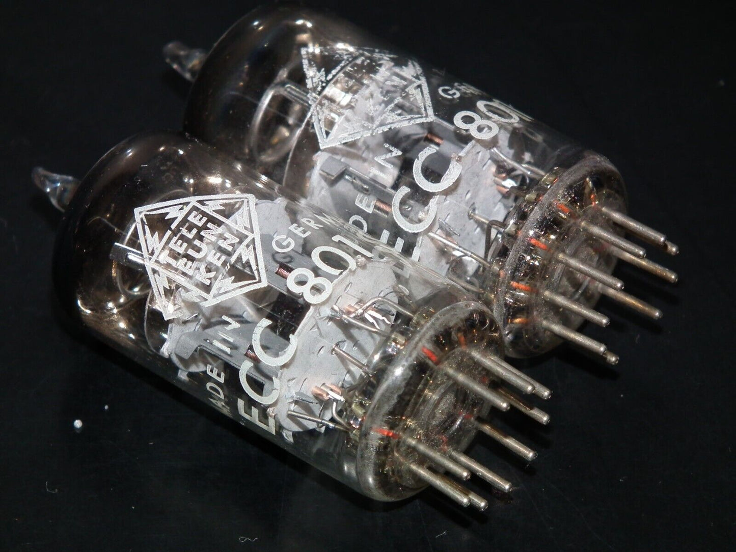 ECC801S Telefunken ECC81 Matched pair Used Tested 100% Ulm plant, Diamond bottom