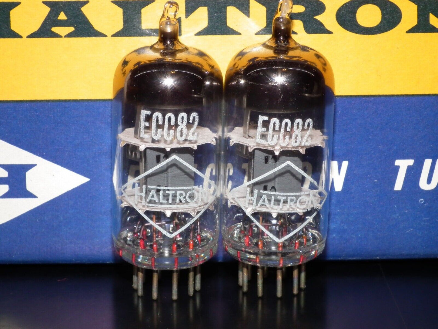 Platinum Matched Pair ECC82 Haltron London 12AU7 NOS NIB Balanced sections