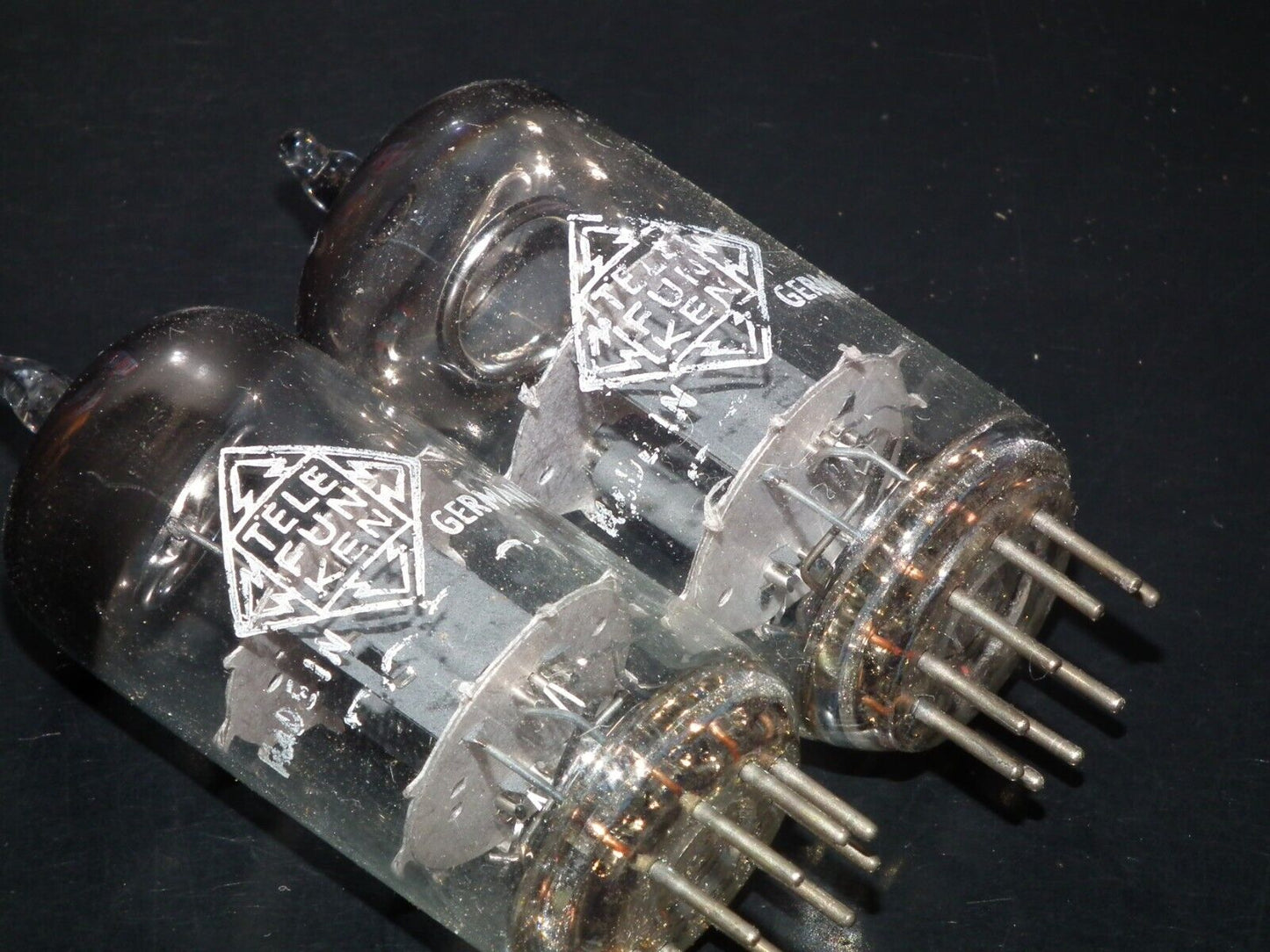 NOS Matched Pair ECC81 Telefunken 12AT7 Diamond Bottom Same Codes West Germany