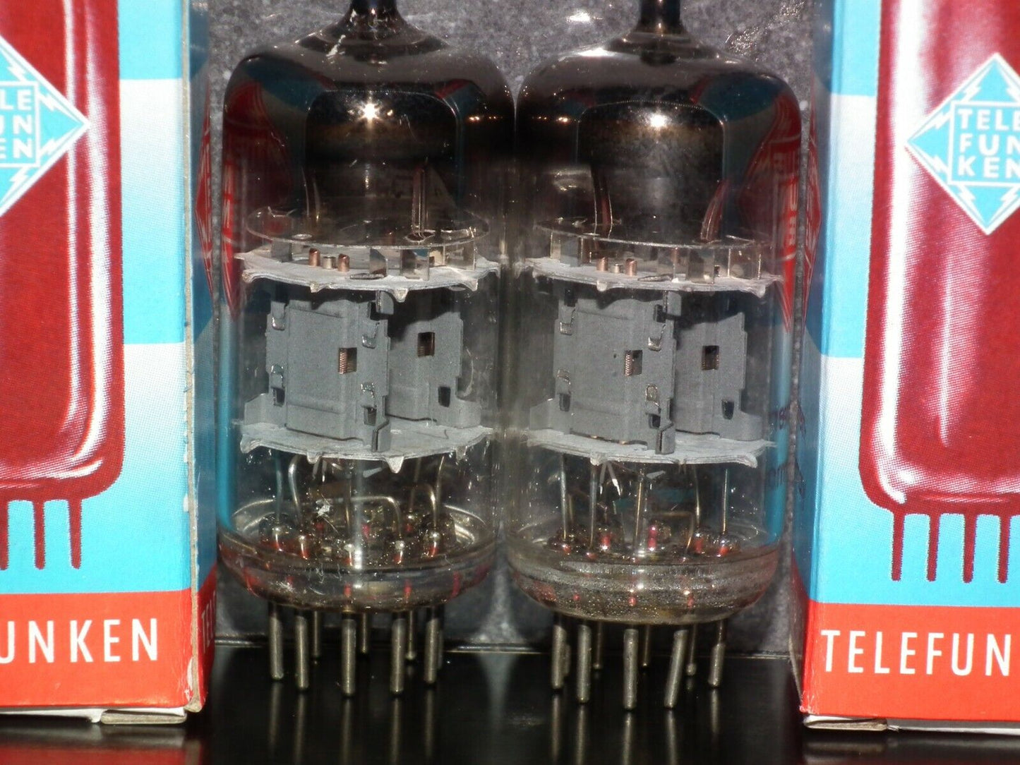ECC801S Telefunken ECC81 Matched pair Used Tested 90%, Ulm plant, Diamond bottom