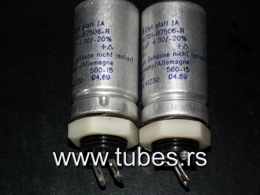 Two vintage Siemens electrolytic capacitors 500uF / 35V Klangfilm West Germany