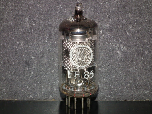 EF86 Valvo 6267 NOS NIB Original White Box Mesh anode, early 60s, low noise
