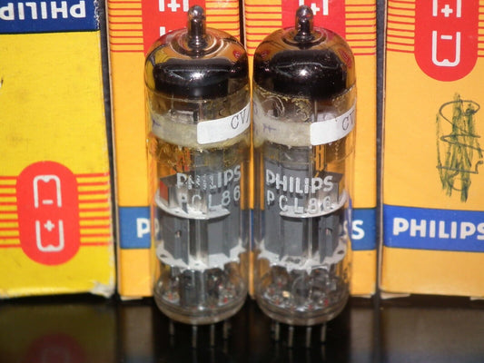 Platinum Matched Pair PCL86 14GW8 Philips NOS NIB Same codes Late 60s Holland