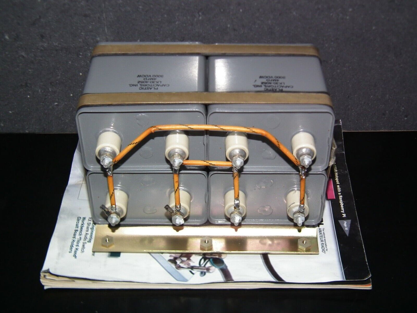 Plastic INC PIO Capacitor module 16 mfd 3000V NOS 4 x 4u 3KV 16u 3000V