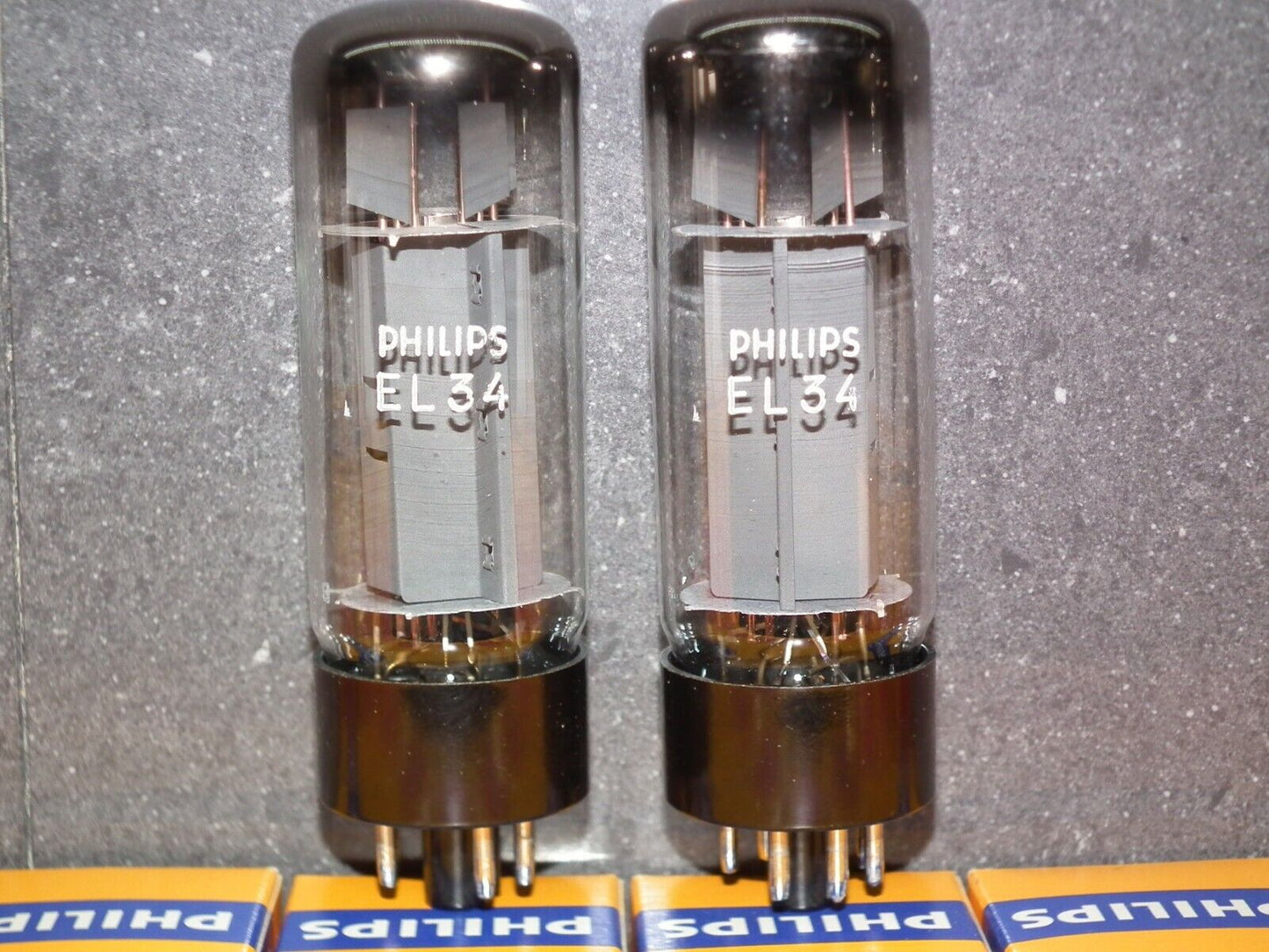 EL34 Mullard Platinum Matched Pair NOS NIB Blackburn Xf4 1979, rebranded Philips