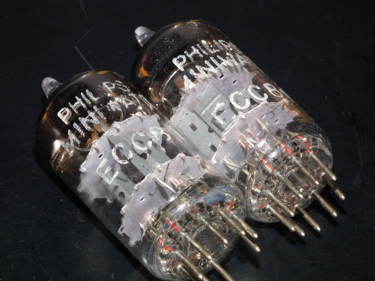 ECC81 12AT7 Philips  (Used, matched pair) Suresnes France tube plant