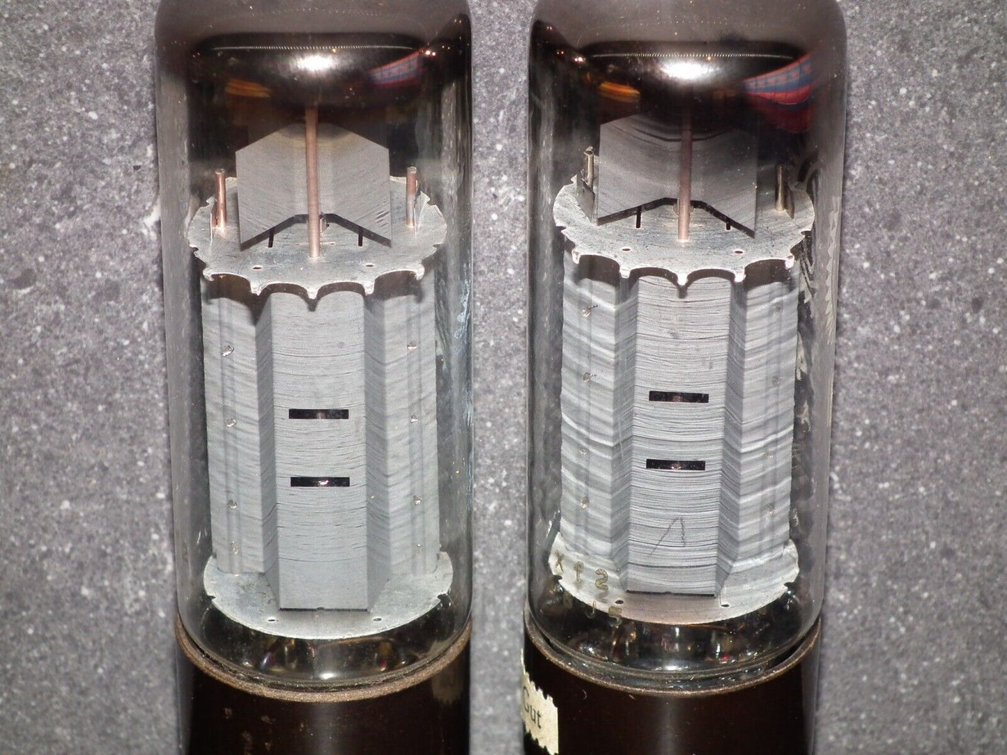 EL34 6CA7 Mullard Xf2 OO  Getter Welded Anodes Platinum Matched Pair Tested NOS