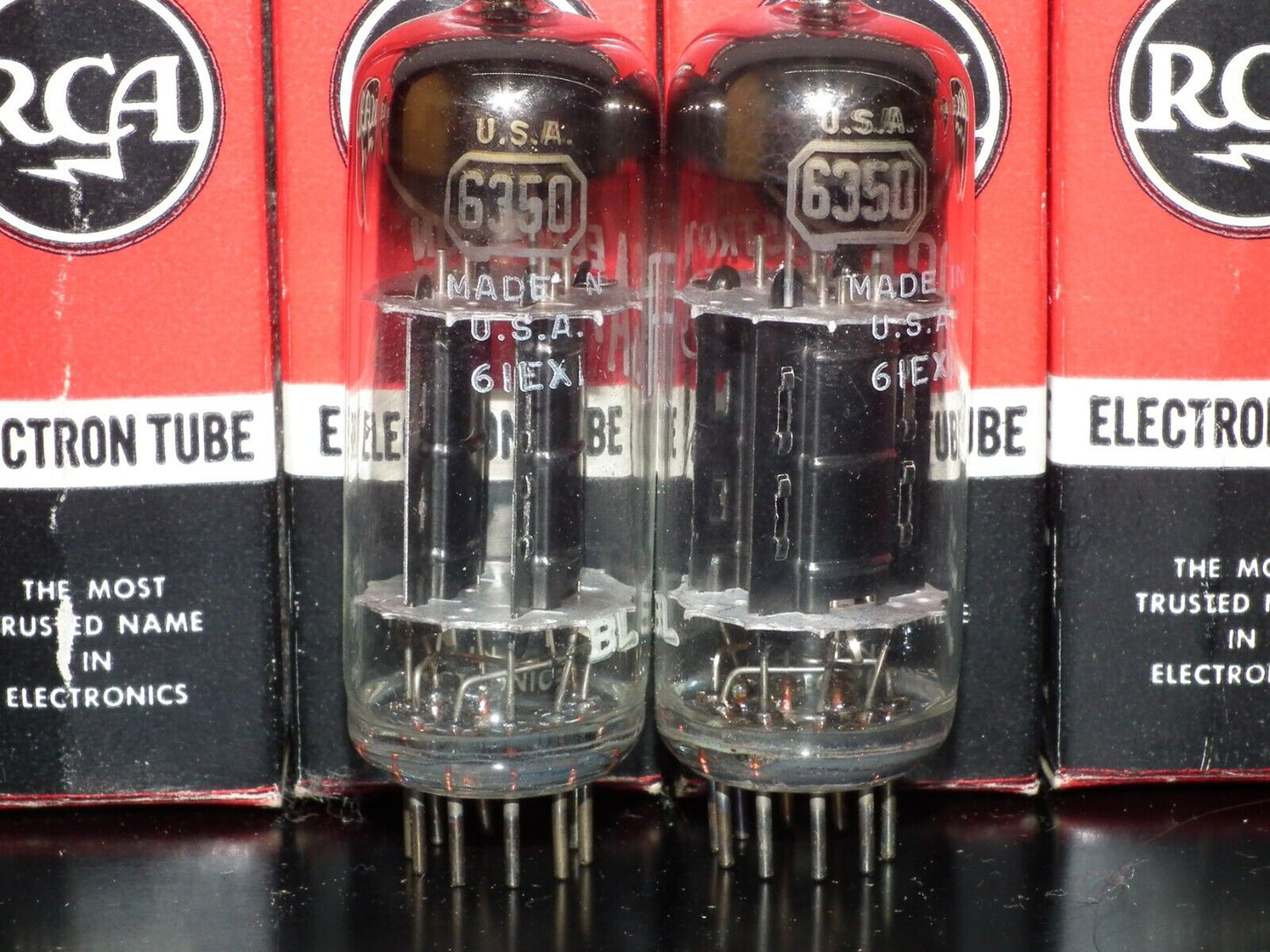 Platinum Matched pair 6350 RCA NOS NIB Rare Black Anodes Carbonized Nickel 1961