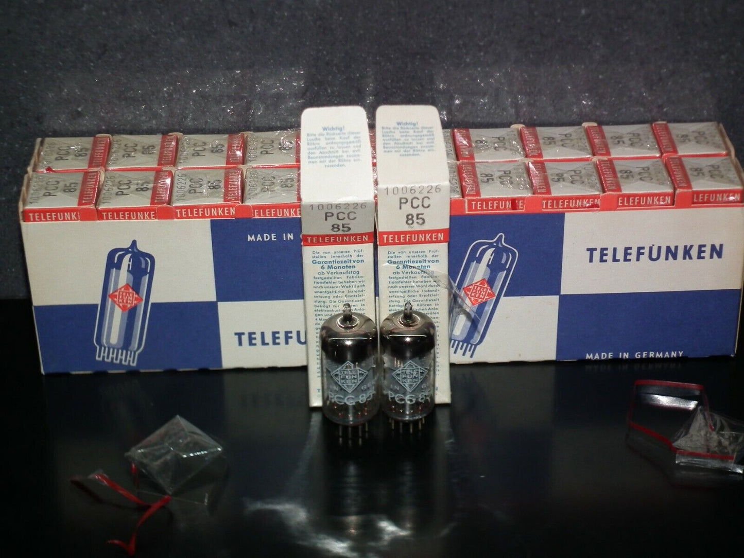 PCC85 Telefunken Platinum Matched Pair NOS NIB Still SEALED Boxes Diamond Bottom