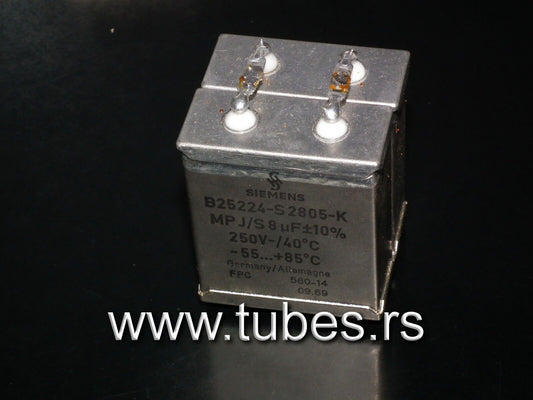 Two vintage Siemens PIO capacitors 8.0 uF / 250V Klangfilm tube audio