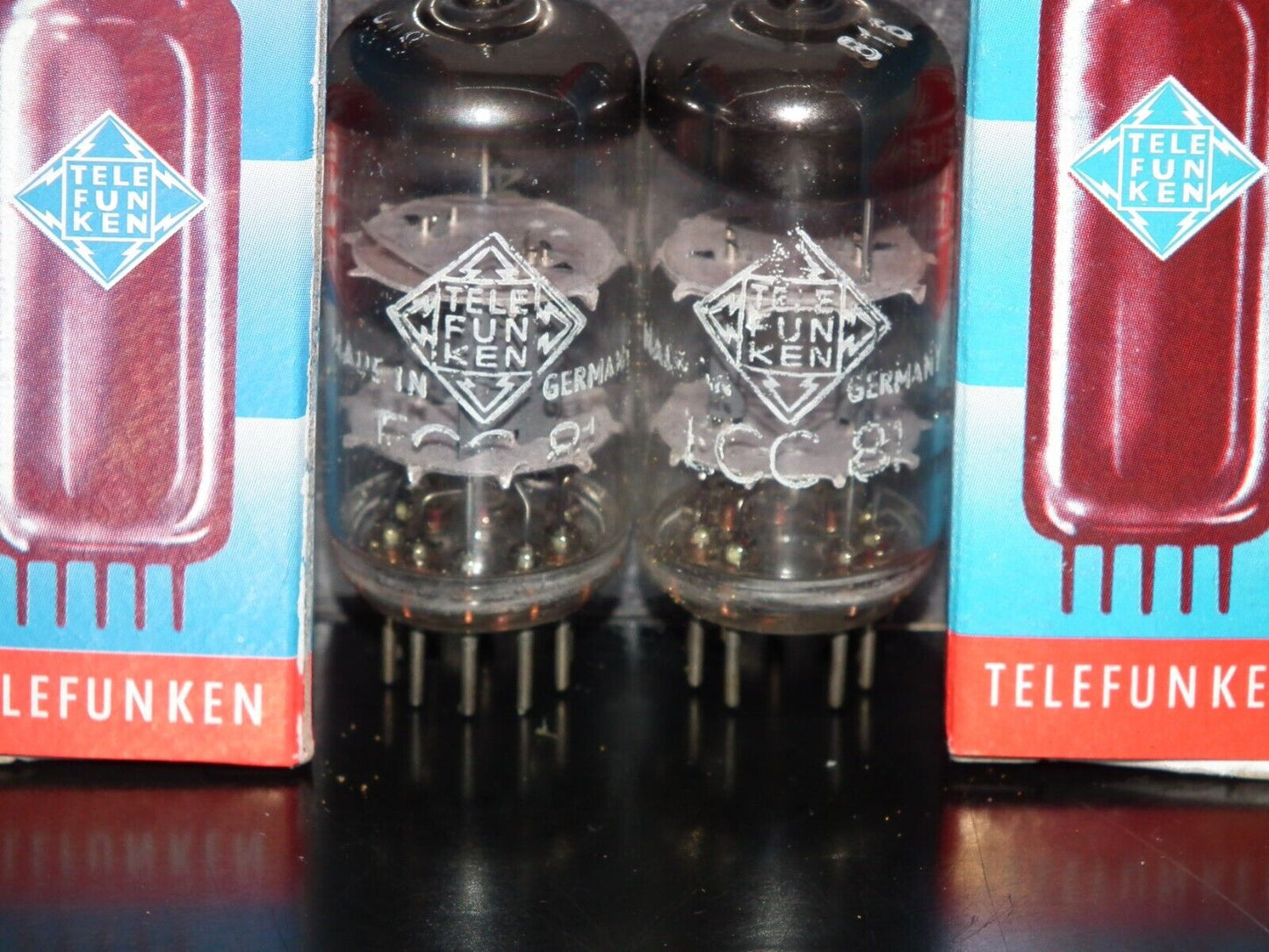 NOS Matched Pair ECC81 Telefunken 12AT7 Diamond Bottom Same Codes West Germany