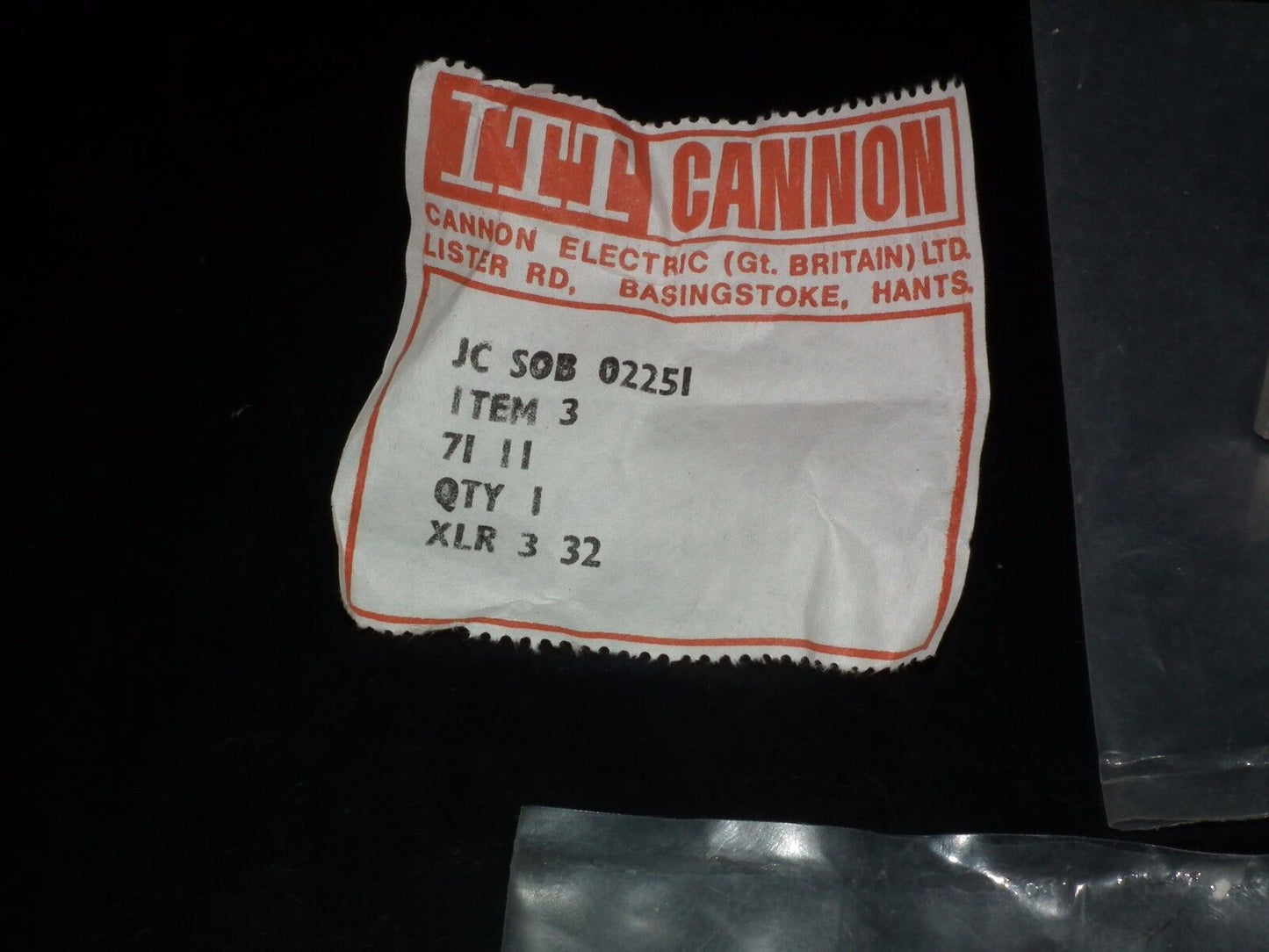 ITT Cannon XLR-3-32 NOS male connector XLR 3 32 (3 pole) Made in UK