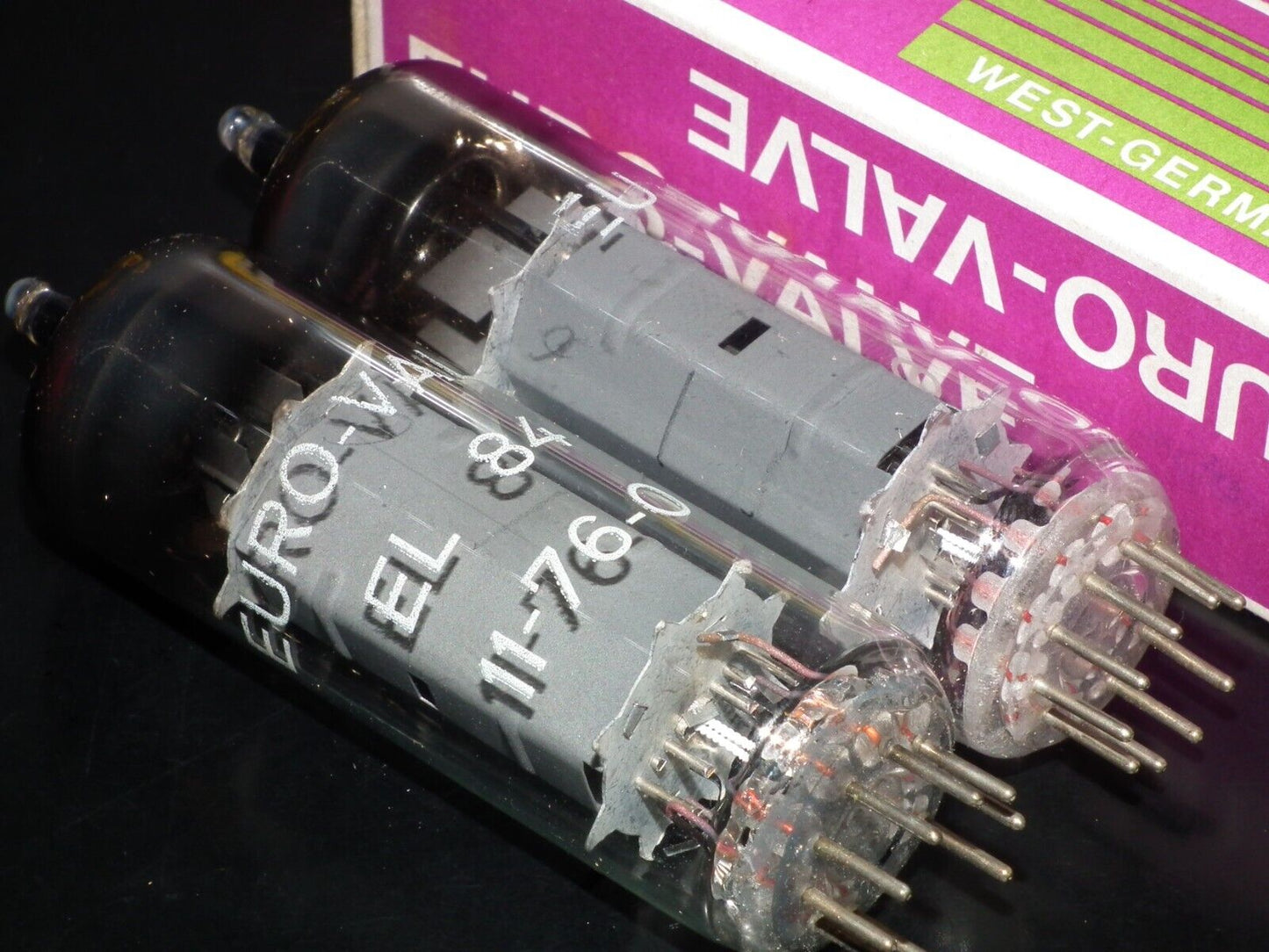 EL84 EURO VALVE Germany 6BQ5 NOS NIB platinum matched pair from 1976