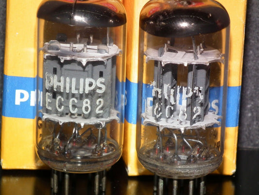 Matched Pair ECC82 12AU7 Philips Holland NOS NIB Heerlen Holland 1972