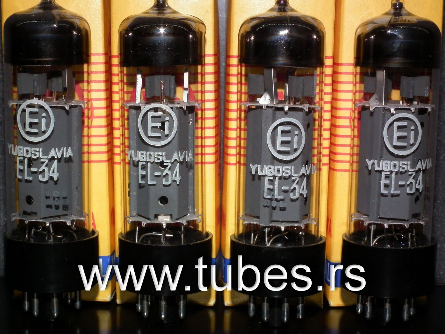 EL34 6CA7 EI Yugoslavia NOS NIB Platinum Matched Quad Philips dual OO getter