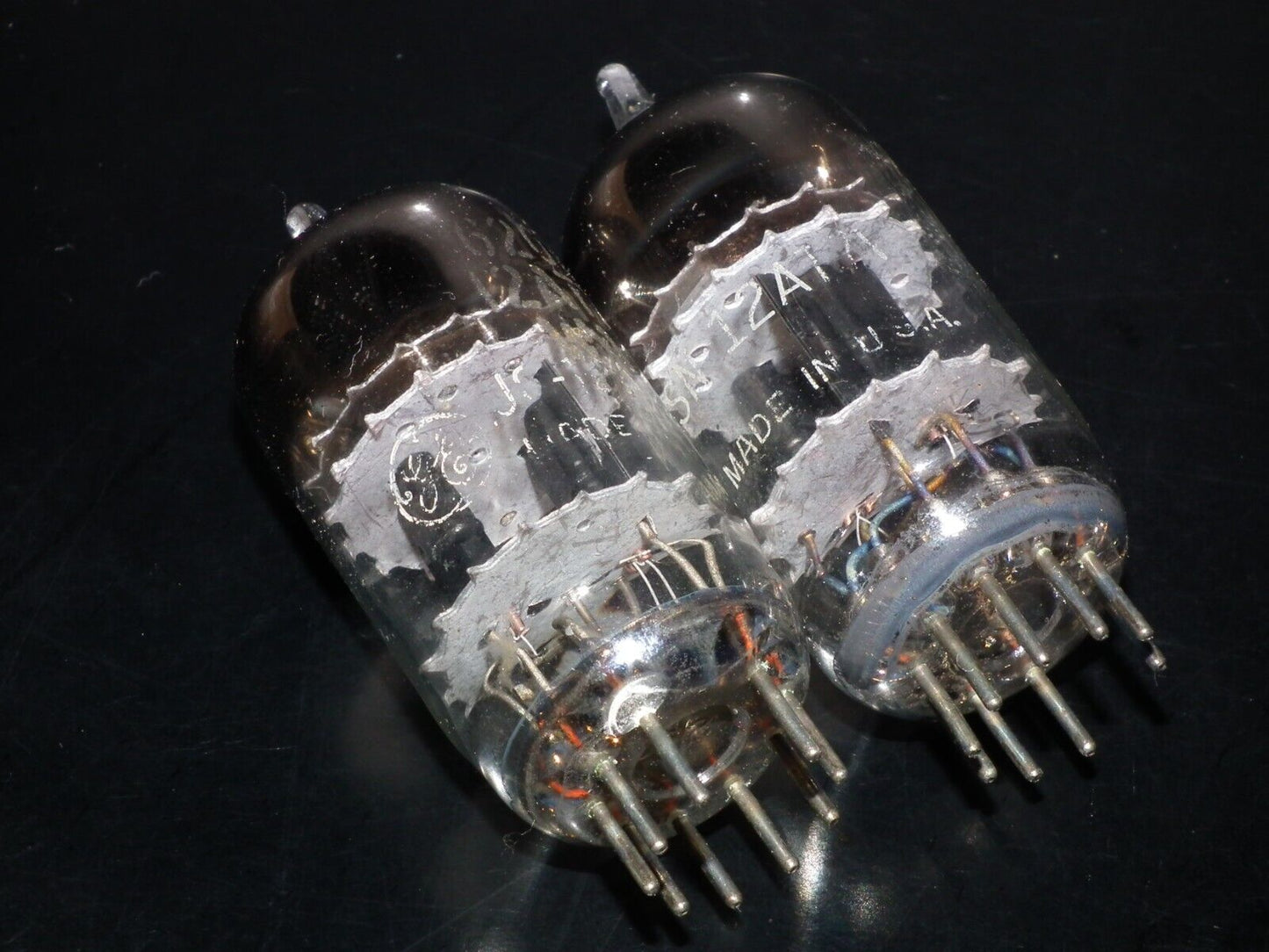 Matched pair 6201 GE 12AT7WB Triple Mica Square Getter tested 90% of NOS