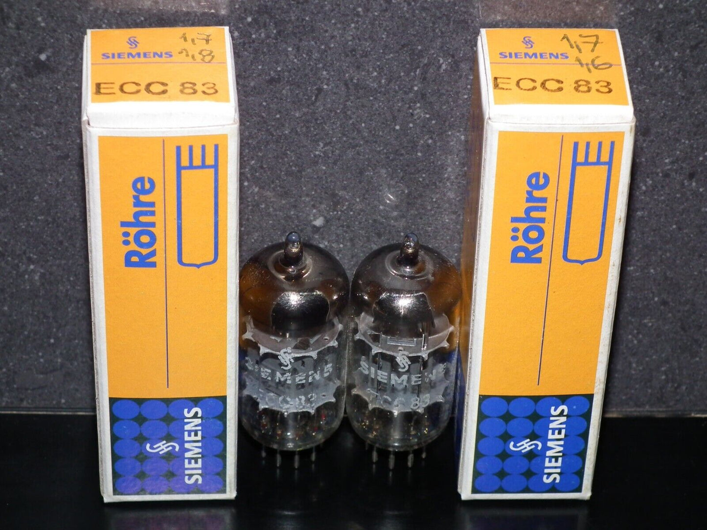 Pair ECC83 Siemens 12AX7  Used Tested 85% Double Getter Support Munich Codes