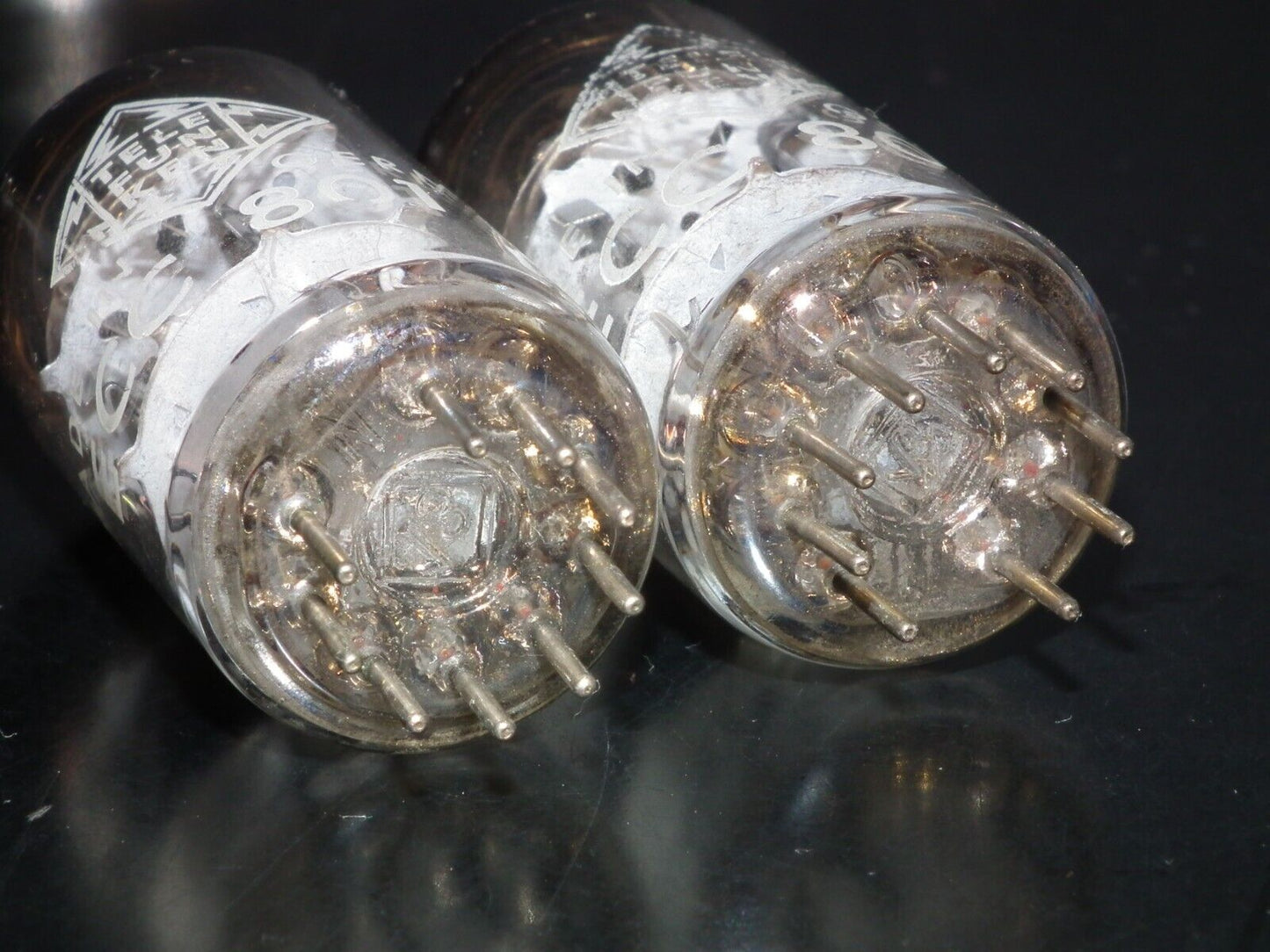 ECC801S Telefunken ECC81 Matched pair Used Tested 100% Ulm plant, Diamond bottom