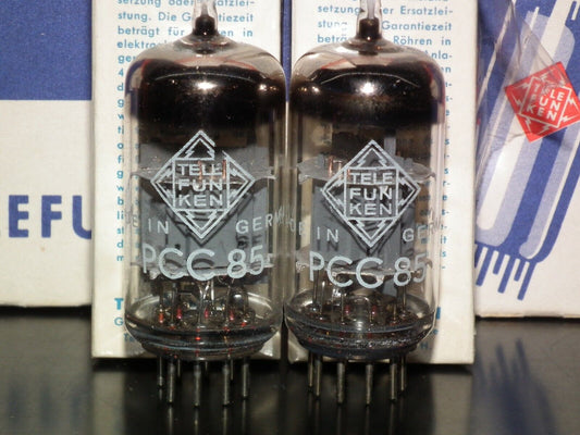 PCC85 Telefunken Platinum Matched Pair NOS NIB Still SEALED Boxes Diamond Bottom