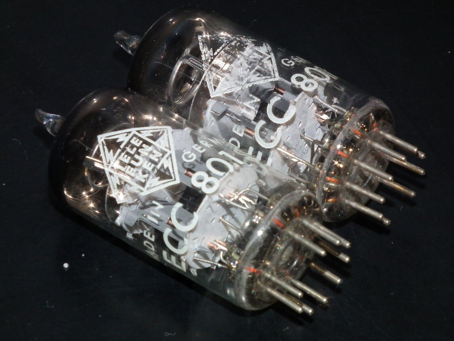 ECC801S Telefunken ECC81 Matched pair Used Tested 100% Ulm plant, Diamond bottom
