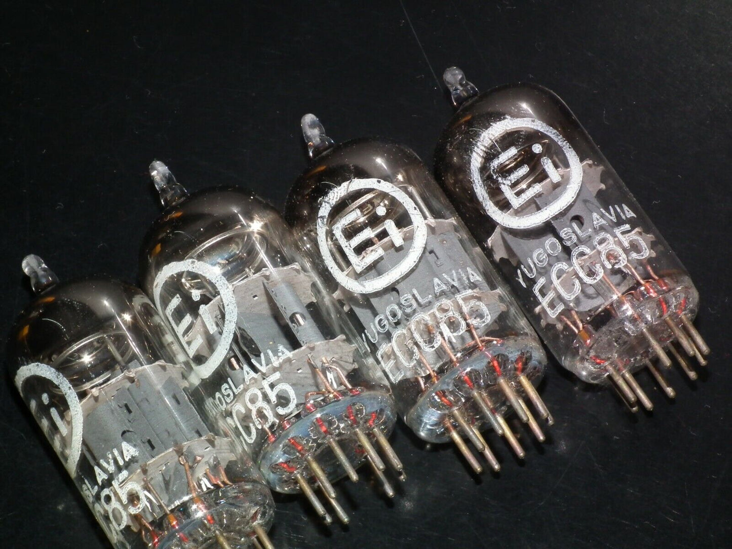 ECC85 6AQ8 EI Philips NOS NIB Platinum matched quad, old type early 70s