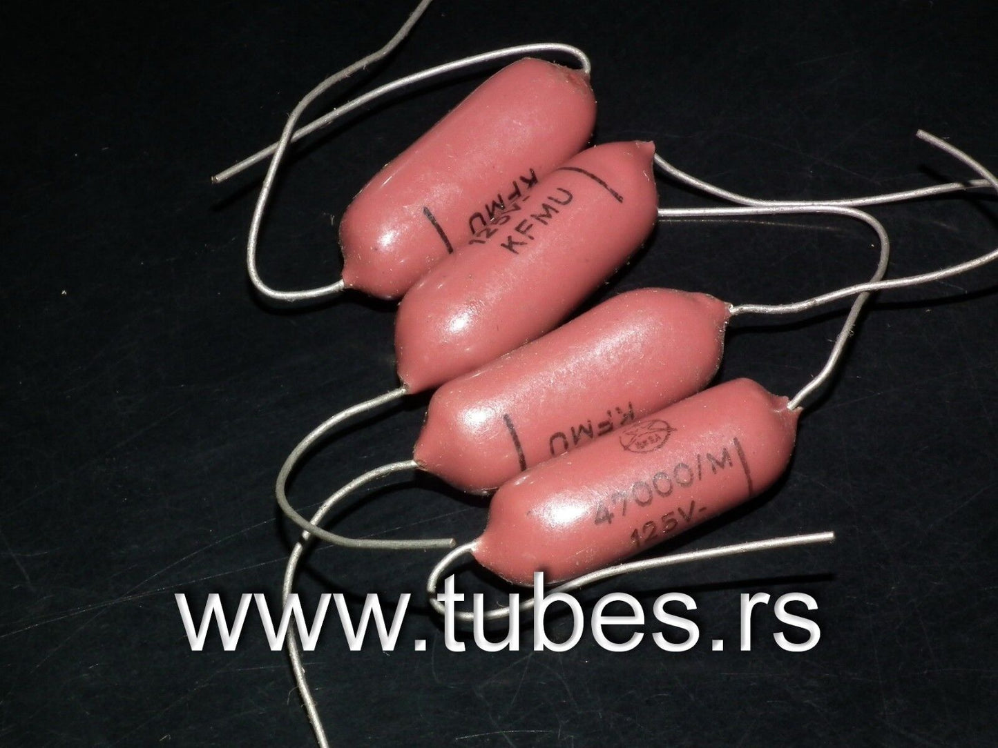 Four vintage NOS capacitors 47nF / 0.047uF 125V ISKRA KFMU metalized polyester