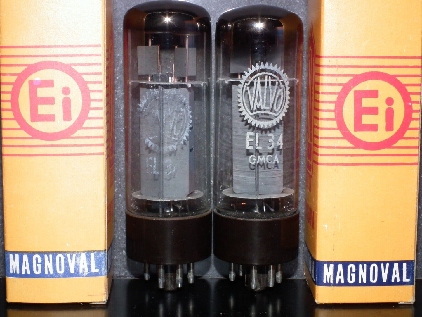 EL34 6CA7 Mullard Xf2 OO  Getter Welded Anodes Platinum Matched Pair Tested NOS