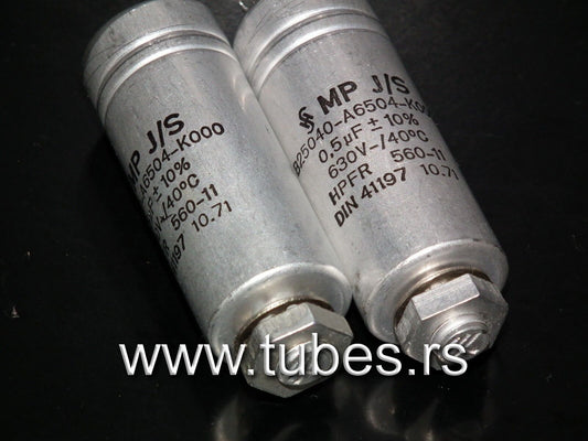 Two vintage Siemens PIO capacitors 0.5 uF / 630V Klangfilm tube audio